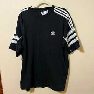 Mens Adidas Black and White Striped Original T-shirt